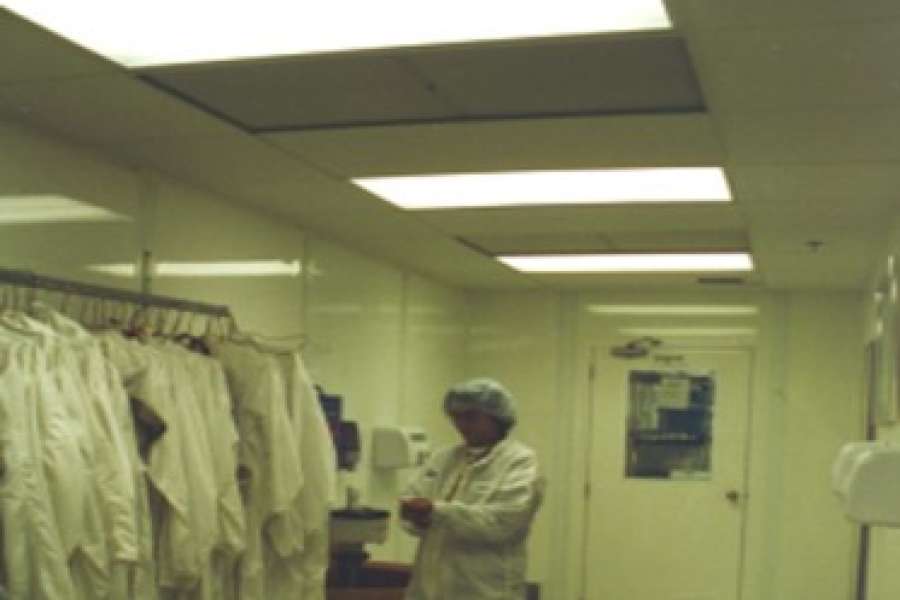Clean room wall gowning area