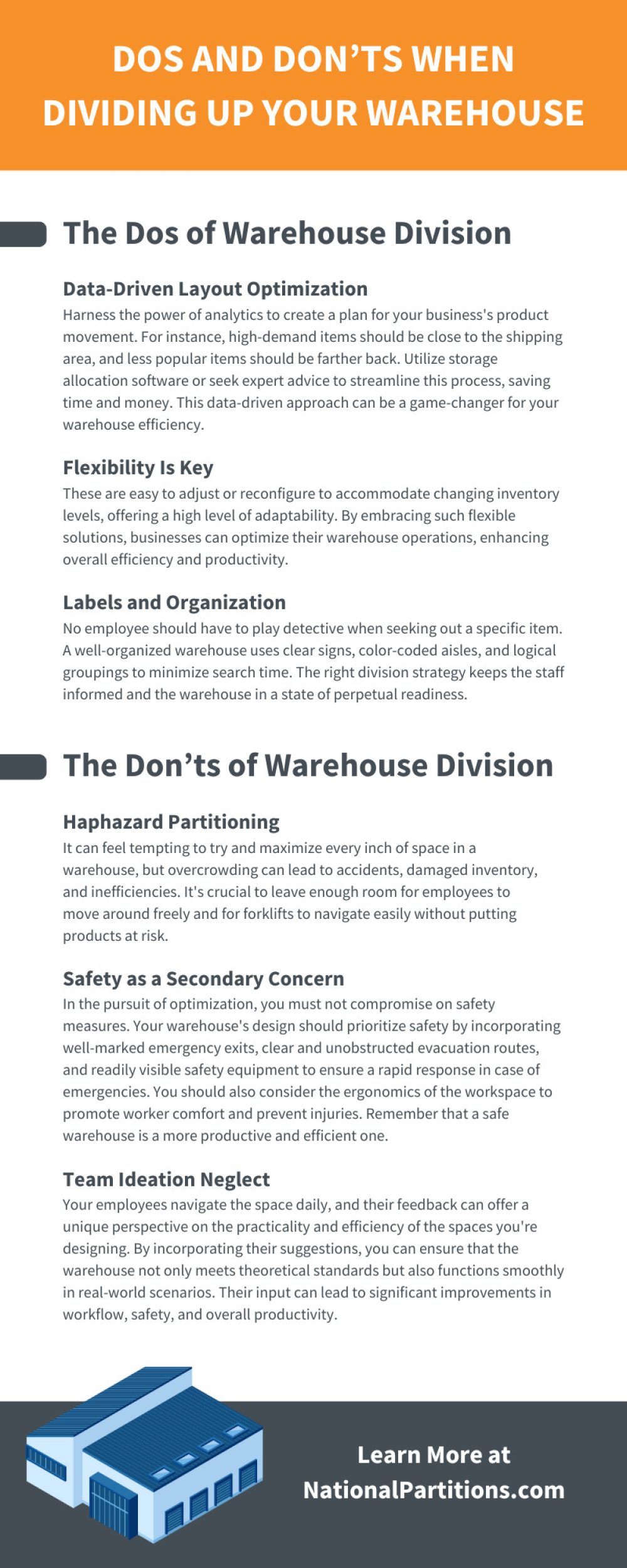 Dos and Don’ts When Dividing Up Your Warehouse